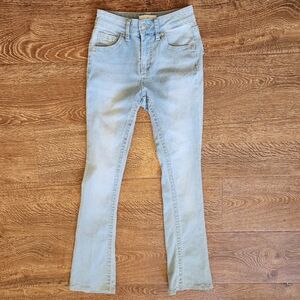 Austin Landing Mid Rise Bootcut Jeans Women's Size 00/23 Light Wash Embroidery